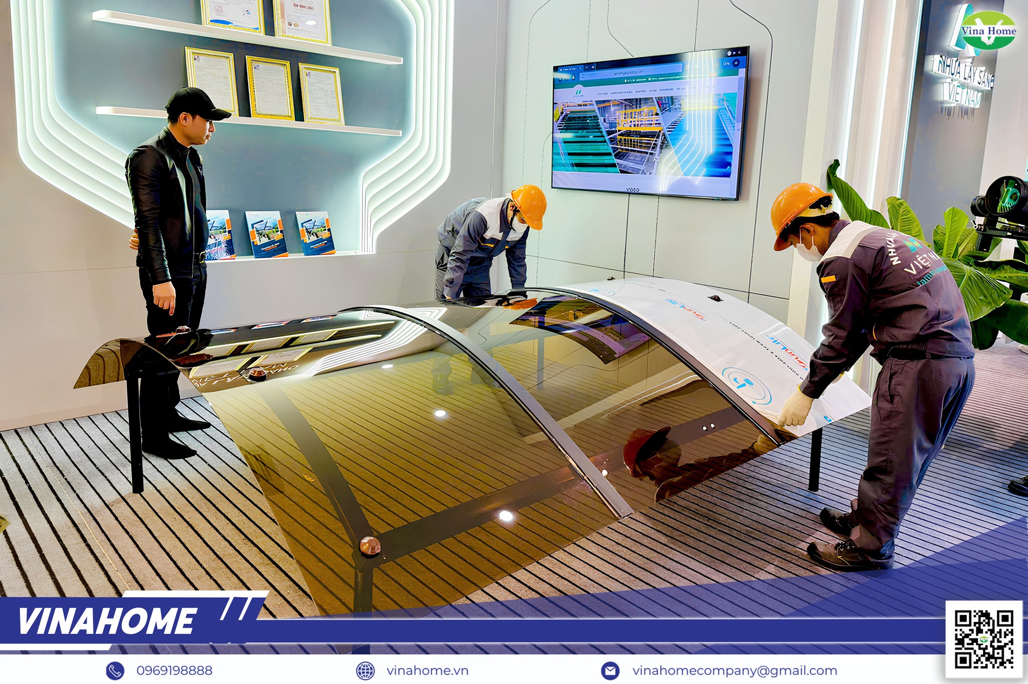 Vinahome thi công mái che Poly