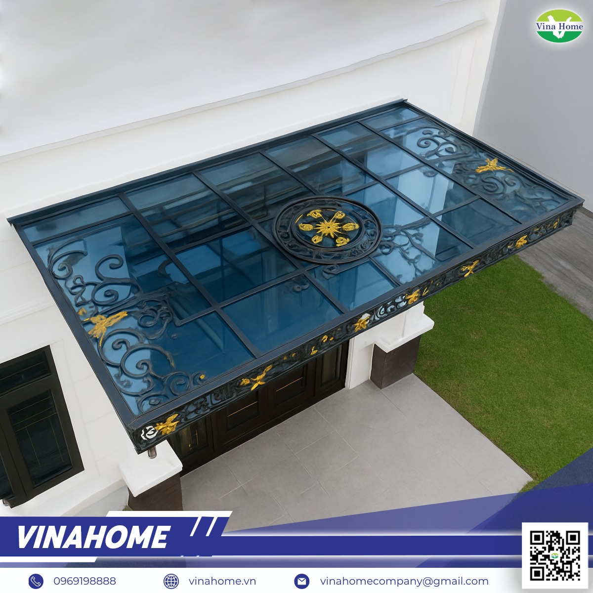 Công trình mái poly ghi xám