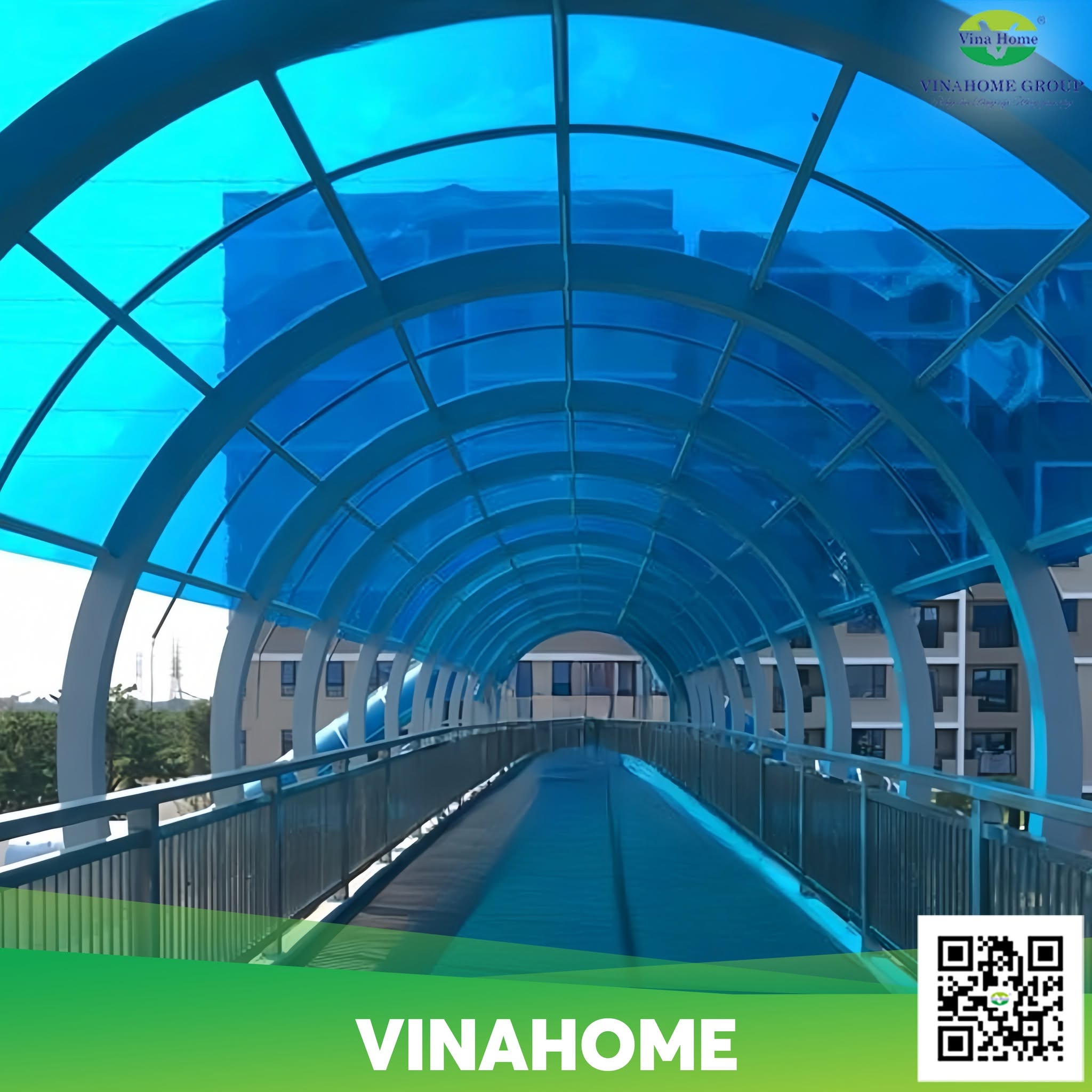 Mái che cầu đi bộ polycarbonate