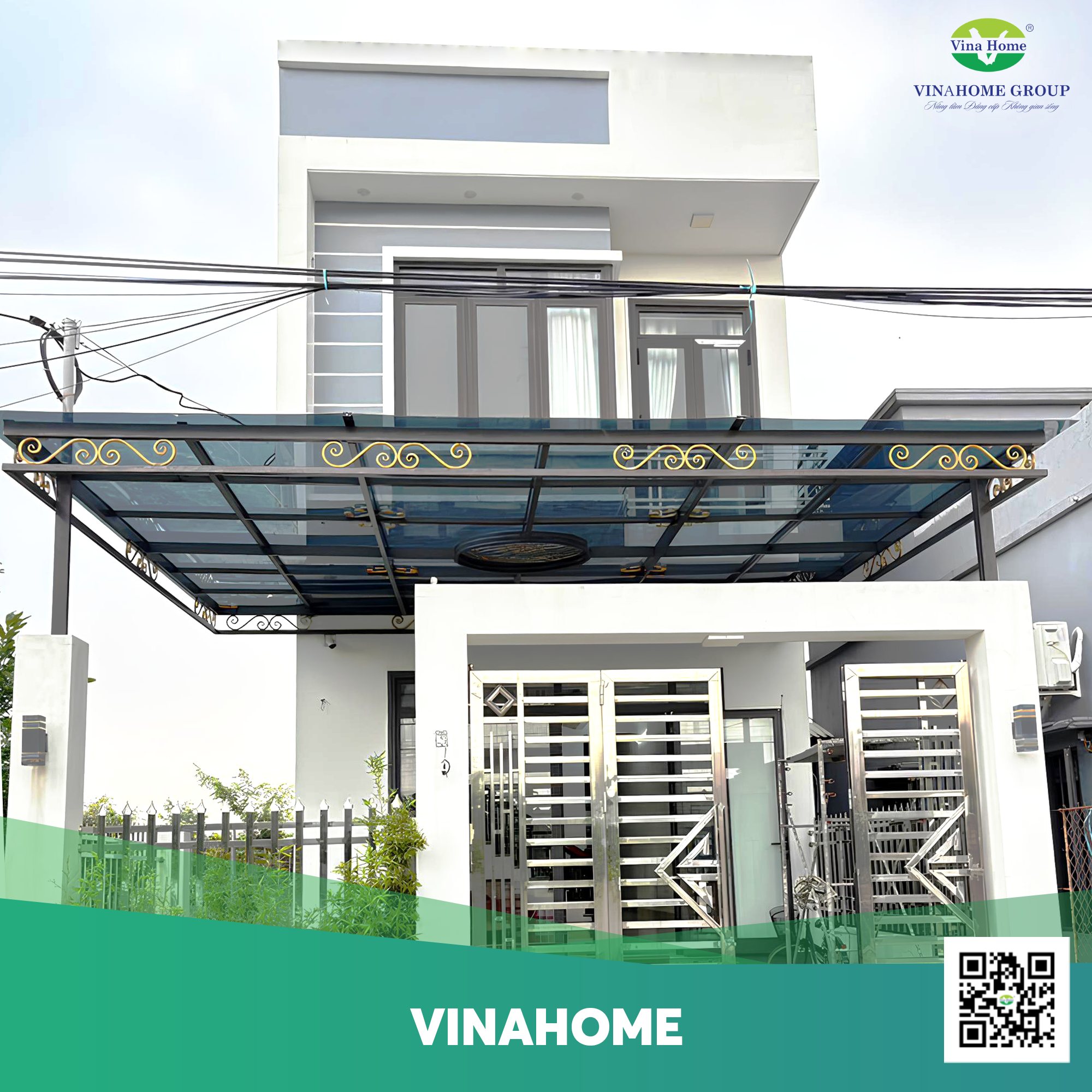 Công trình mái sân nhà dân màu ghi xám