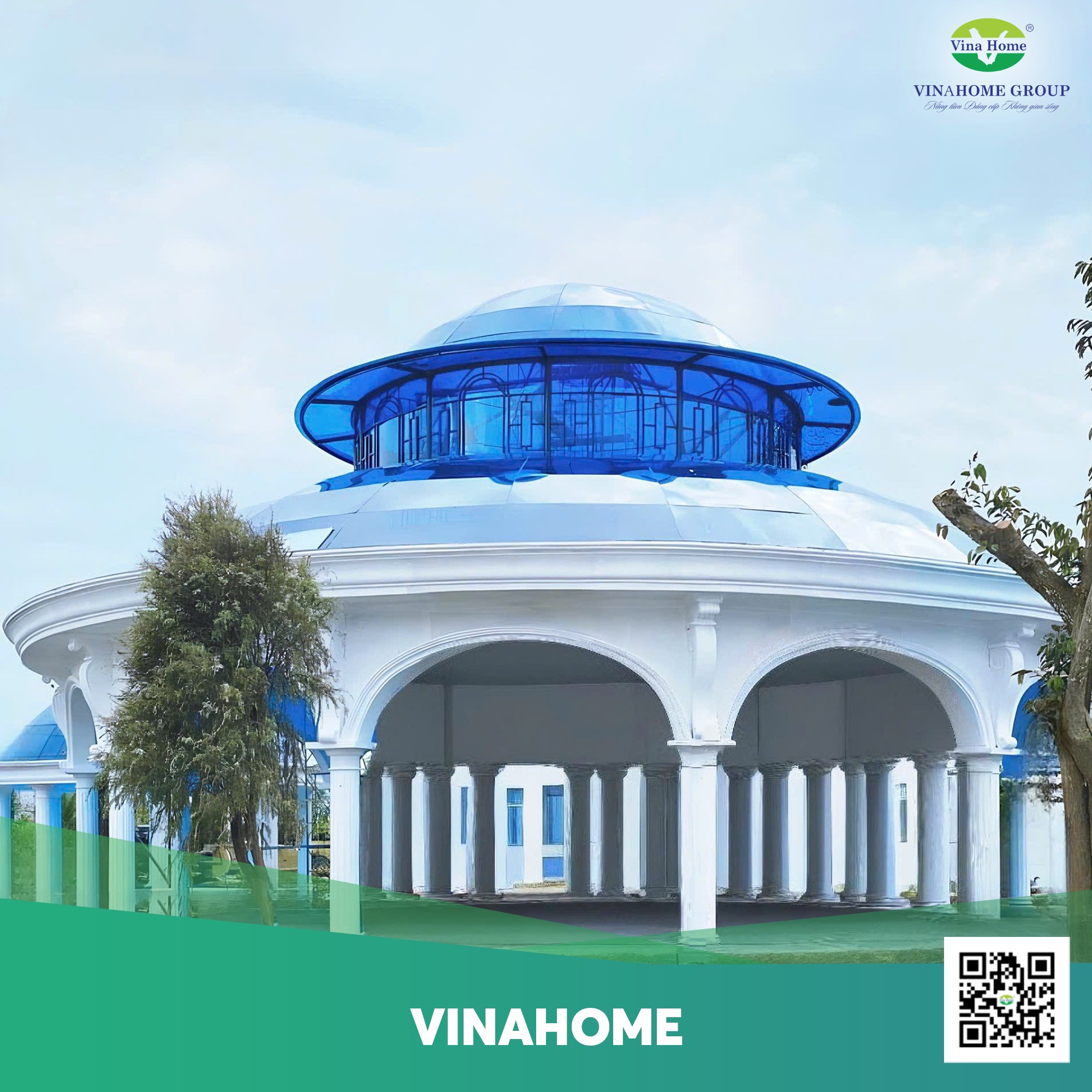 Công trình mái Poly xanh dương