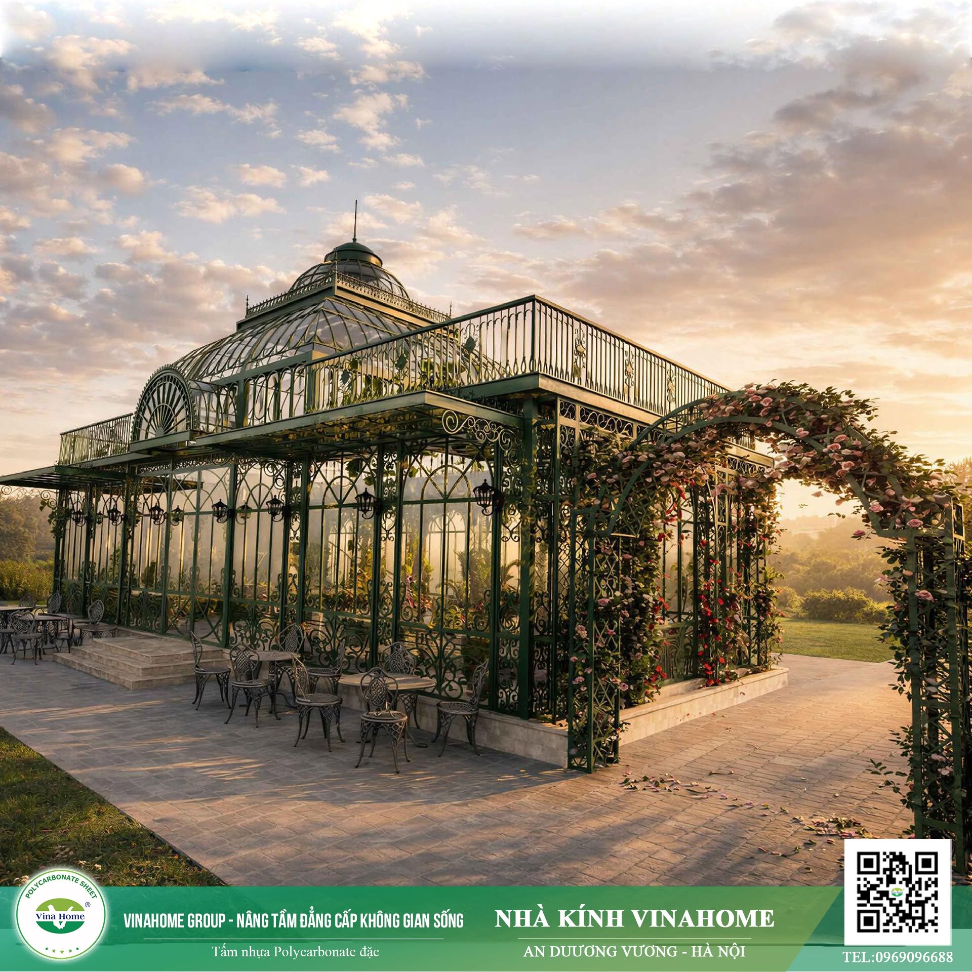 Nhà kính Polycarbonate đặc trong suốt