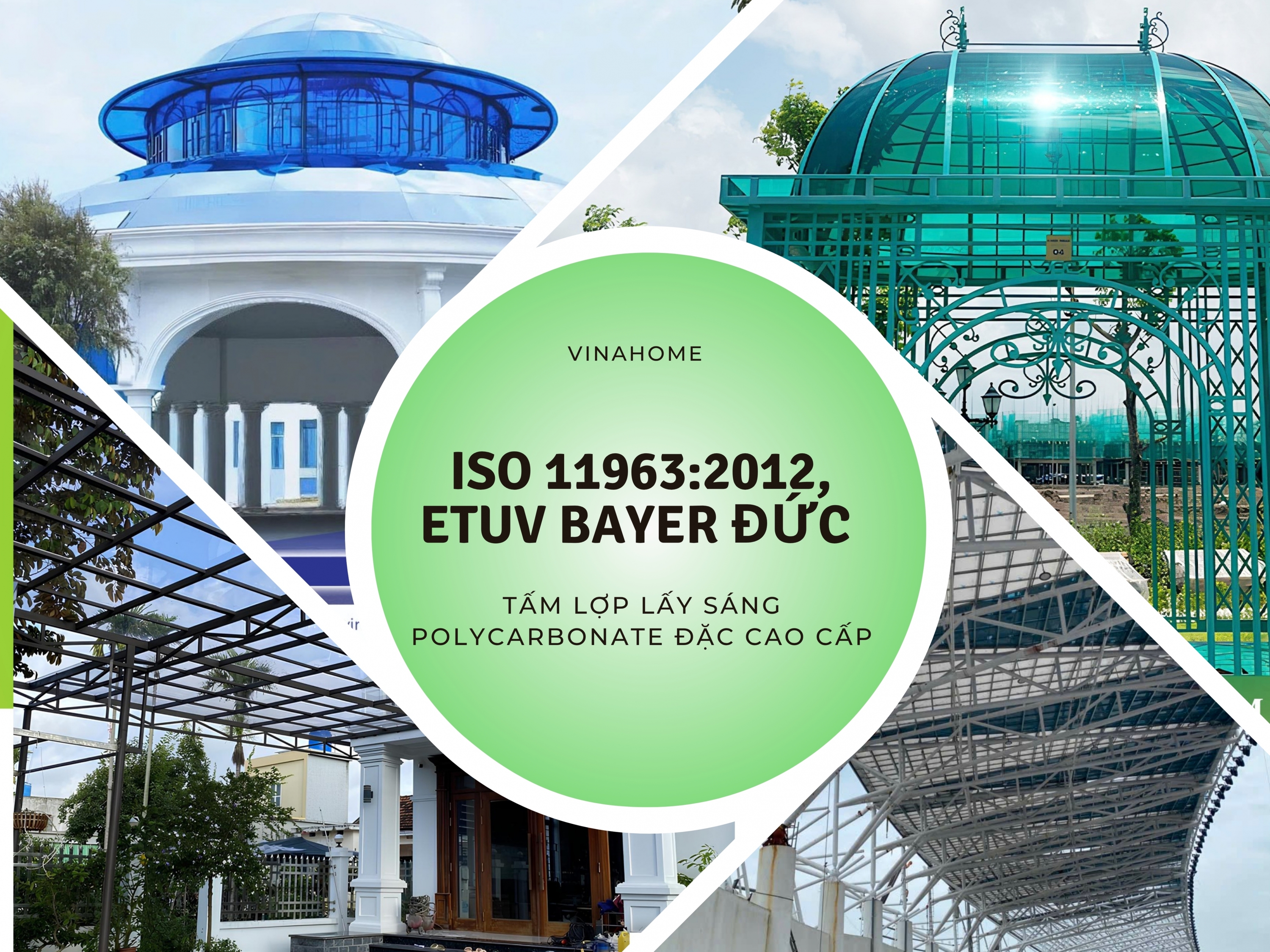 Tấm Lợp Lấy Sáng Polycarbonate Đặc Cao Cấp ISO 11963:2012, ETUV BAYER ĐỨC