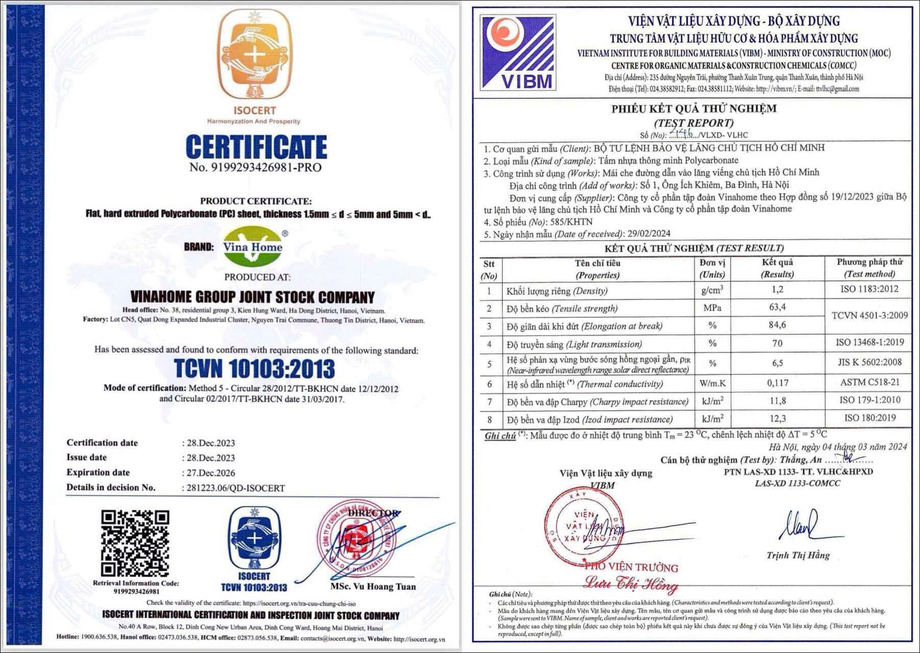 Chứng nhận chất lượng sản phẩm nhựa Poly