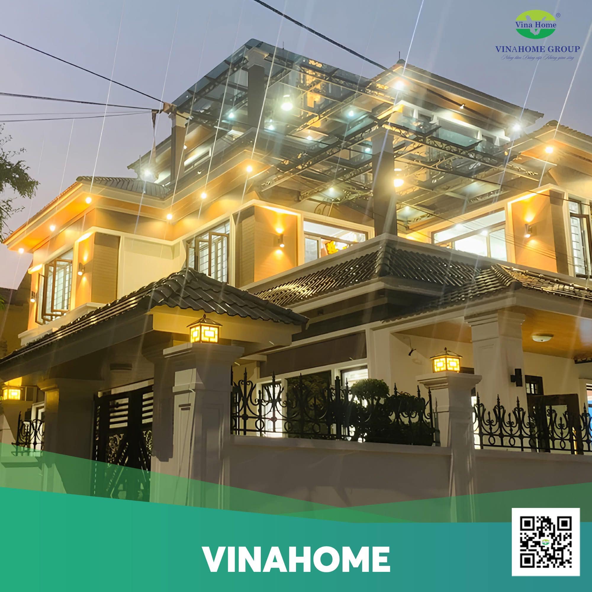 Công trình mái lợp Poly vào ban đêm