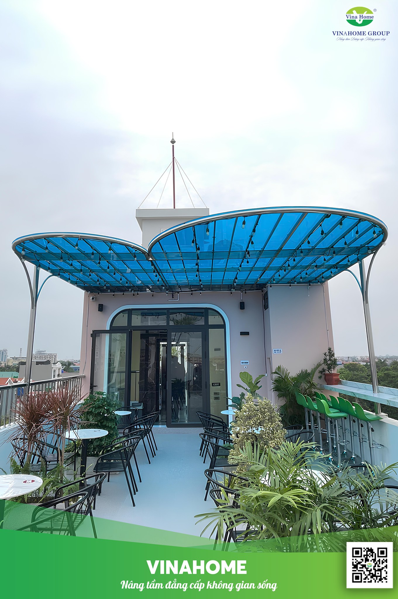 Mái lấy sáng Polycarbonate màu xanh