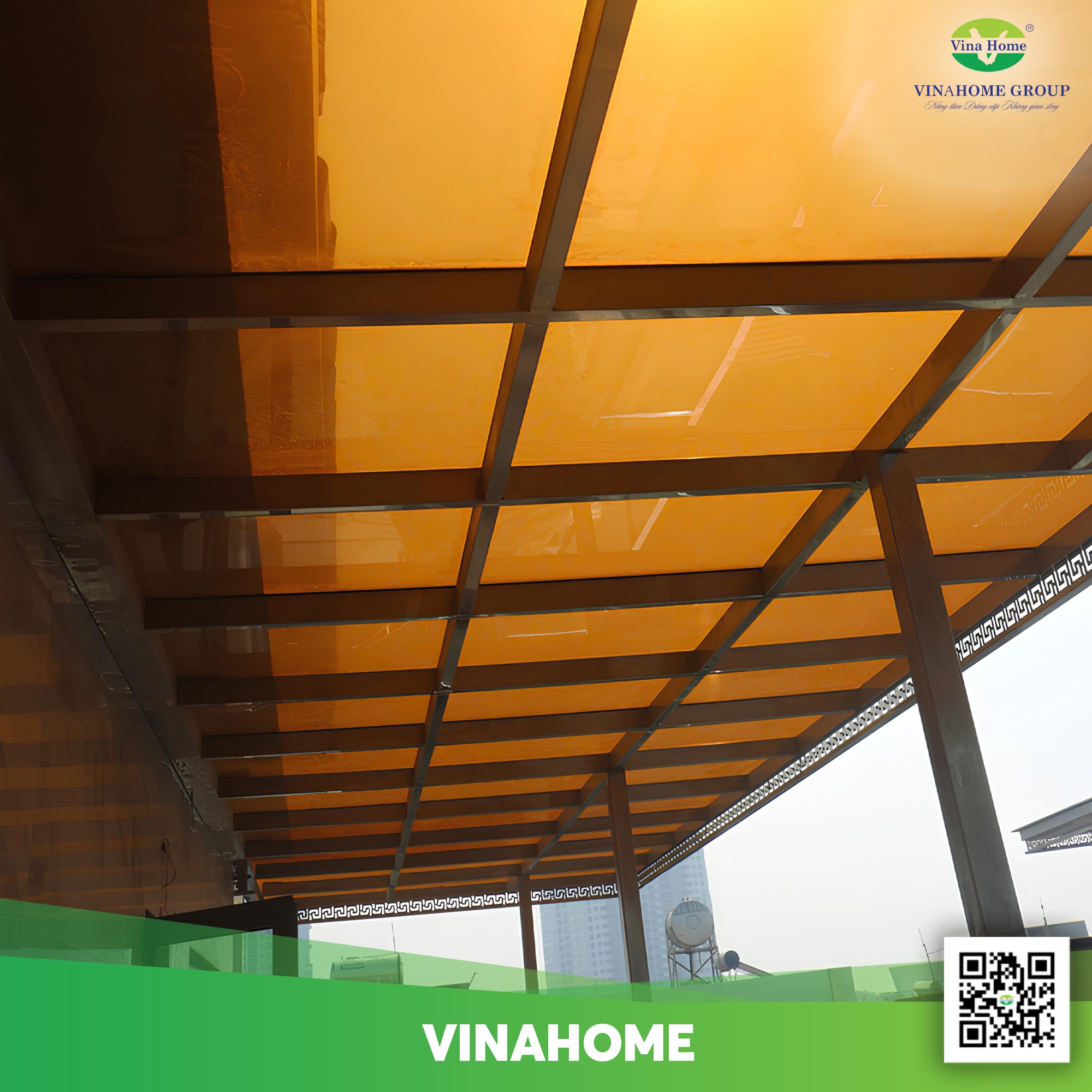 Công trình mái lợp Polycarbonate màu nâu