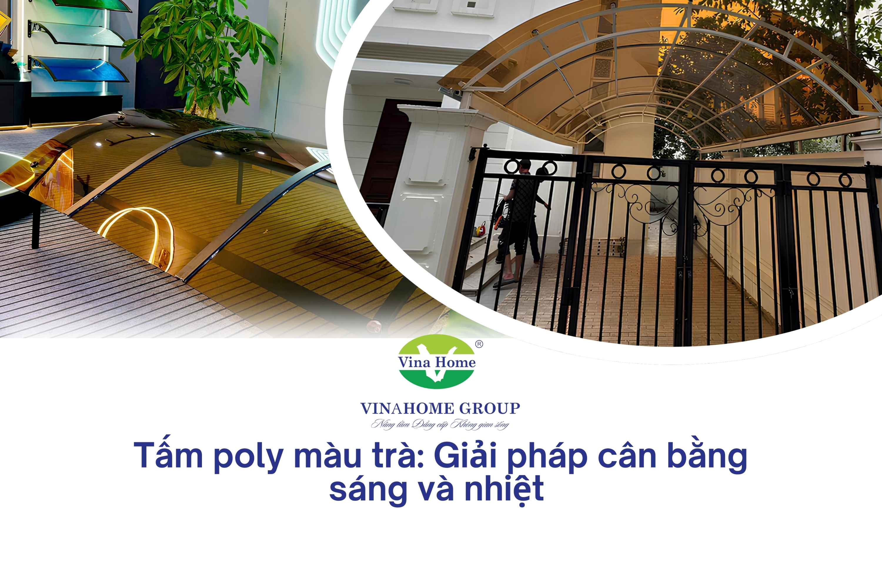 Tấm poly màu trà – Giải pháp cân bằng sáng và nhiệt cho không gian ngoài trời