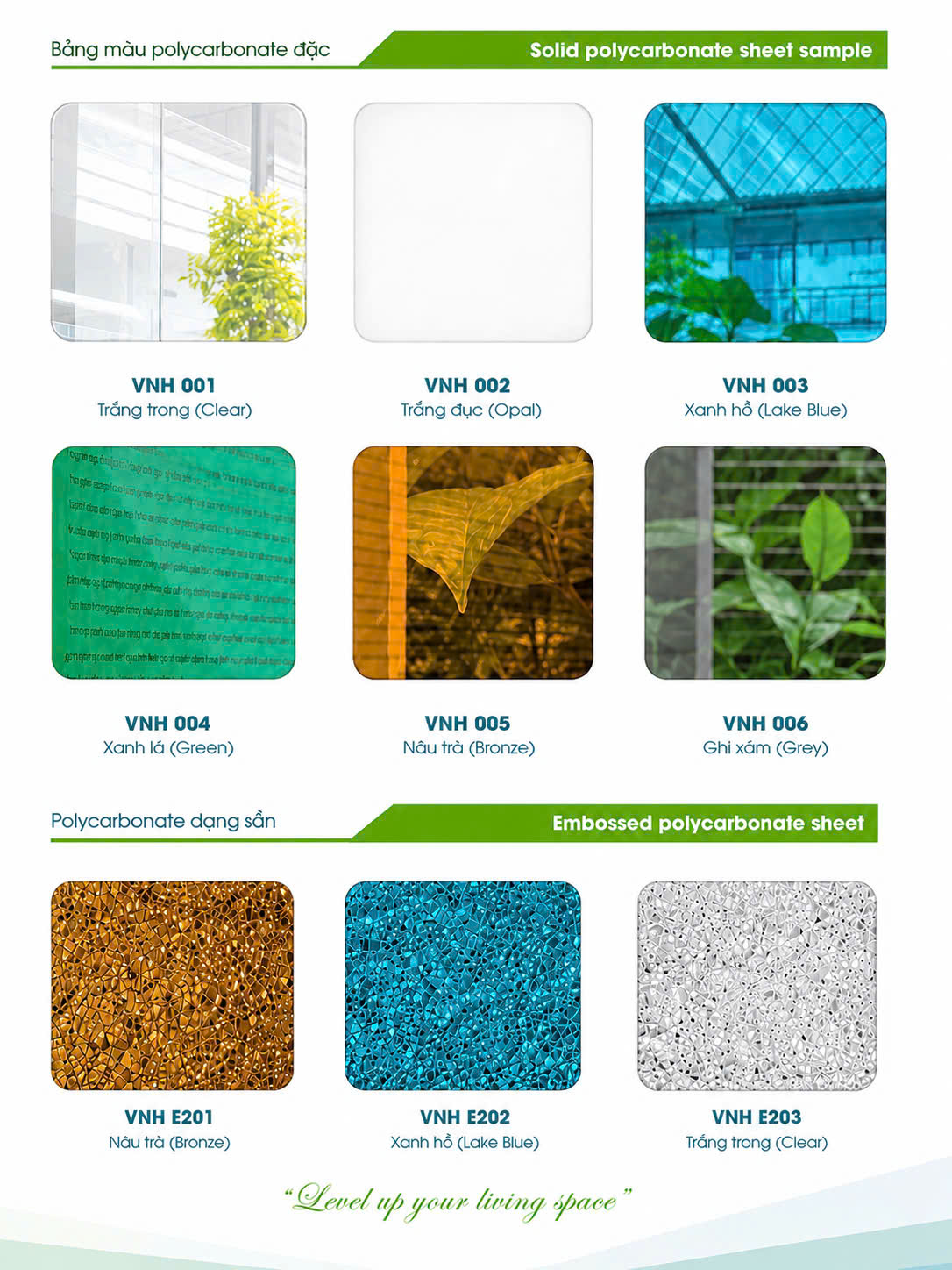 Bảng màu tấm Poly Vinahome