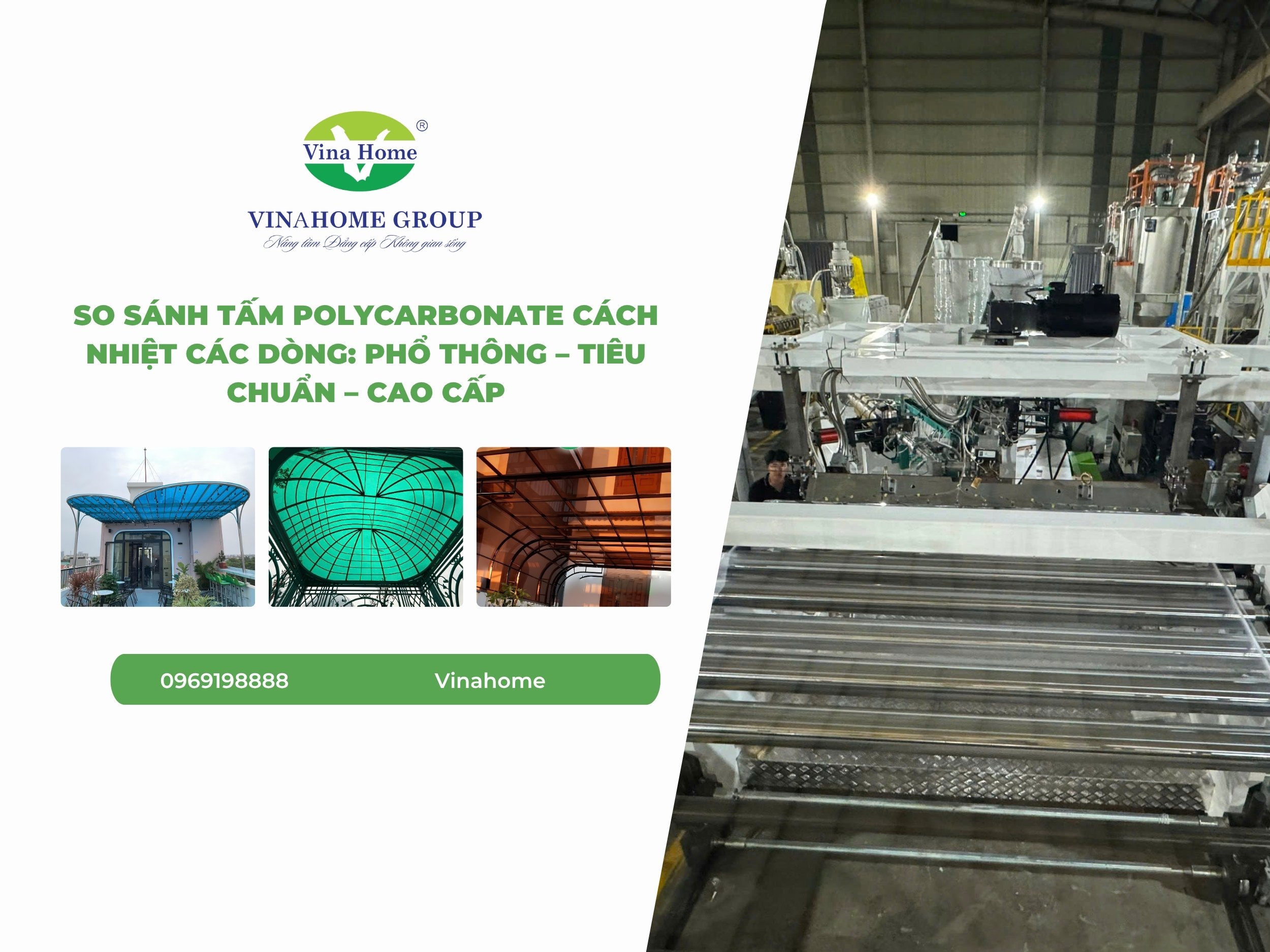So sánh tấm Polycarbonate cách nhiệt các dòng: Phổ thông – Tiêu chuẩn – Cao cấp