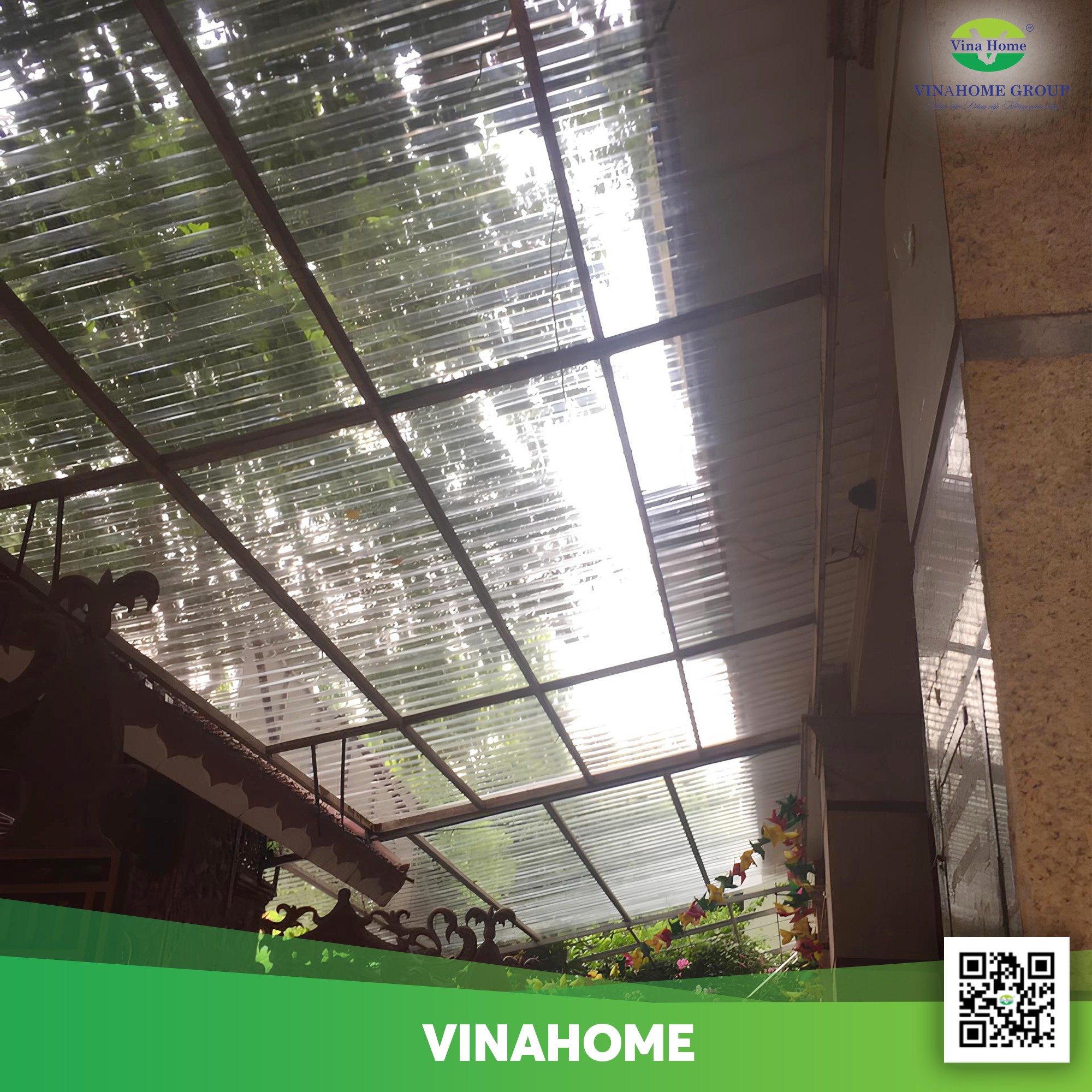 Mái che tấm polycarbonate sóng trong suốt