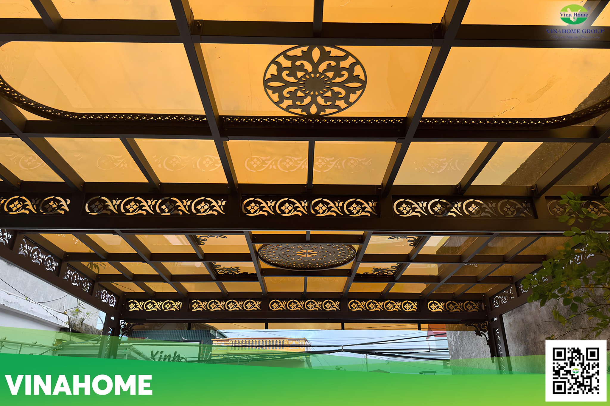 Mái Poly khung sắt nghệ thuật