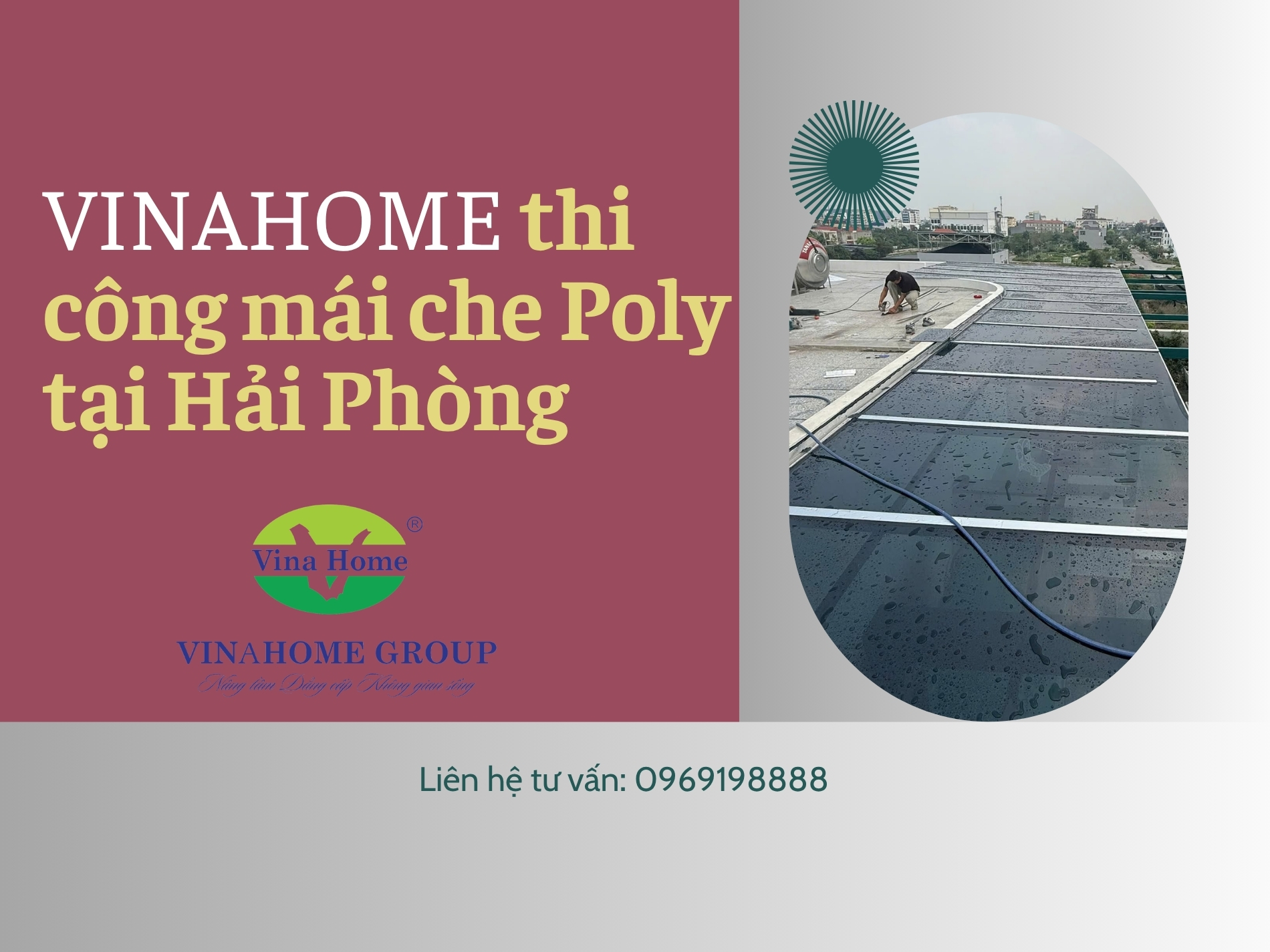 Vinahome thi công mái nhựa Polycarbonate tại Hải Phòng